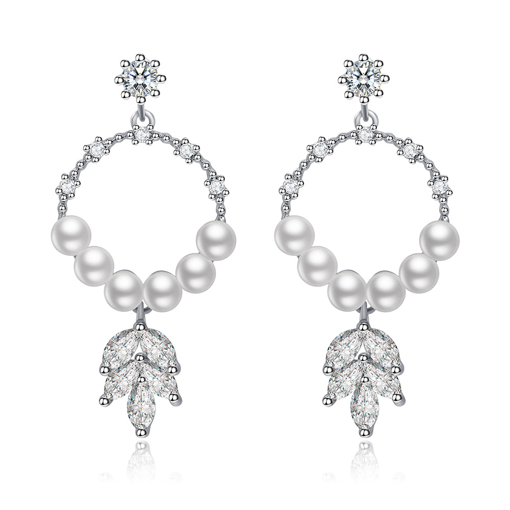 Chandelier Leaf Pearl Drop Earrings